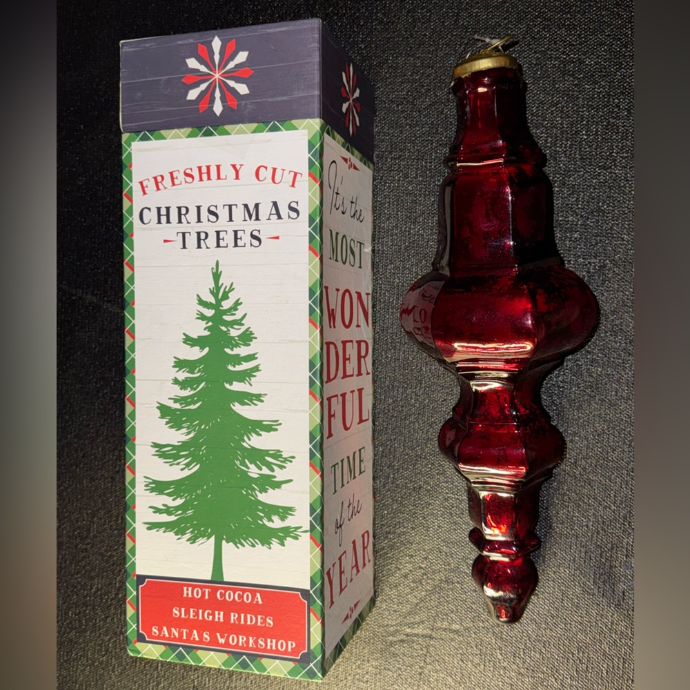 Vintage red mercury glass teardrop Jumbo 13”